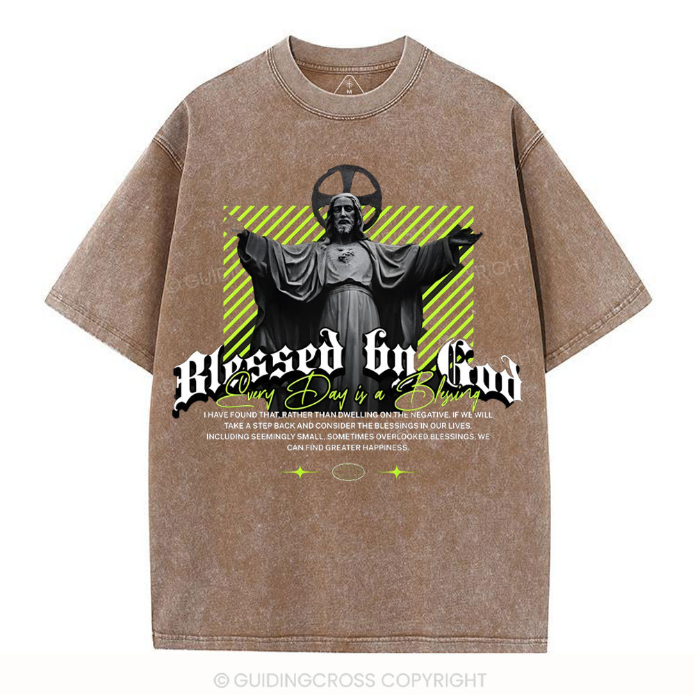 Blessed By God Christian Washed T-Shirt