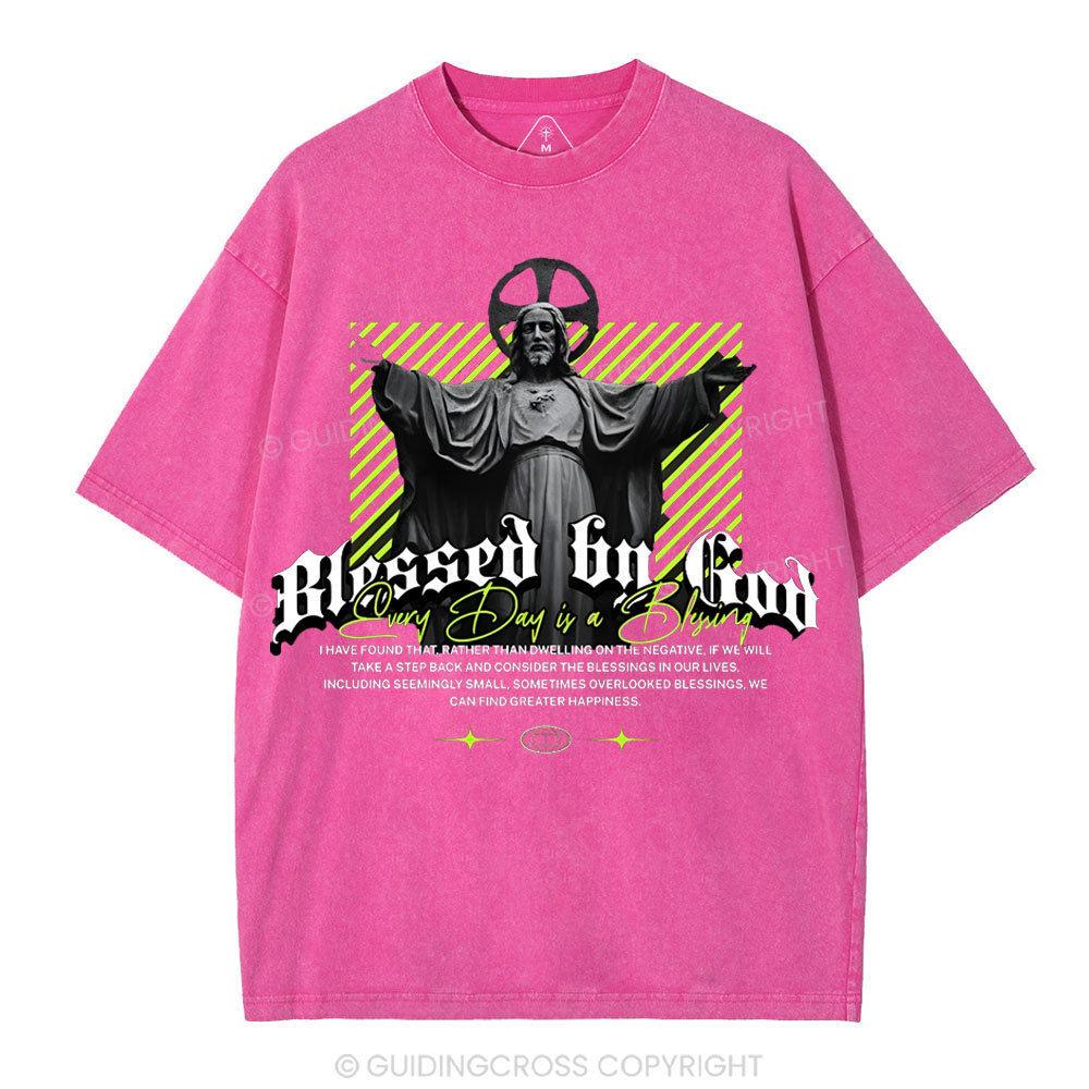 Blessed By God Christian Washed T-Shirt