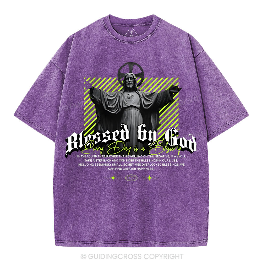 Blessed By God Christian Washed T-Shirt