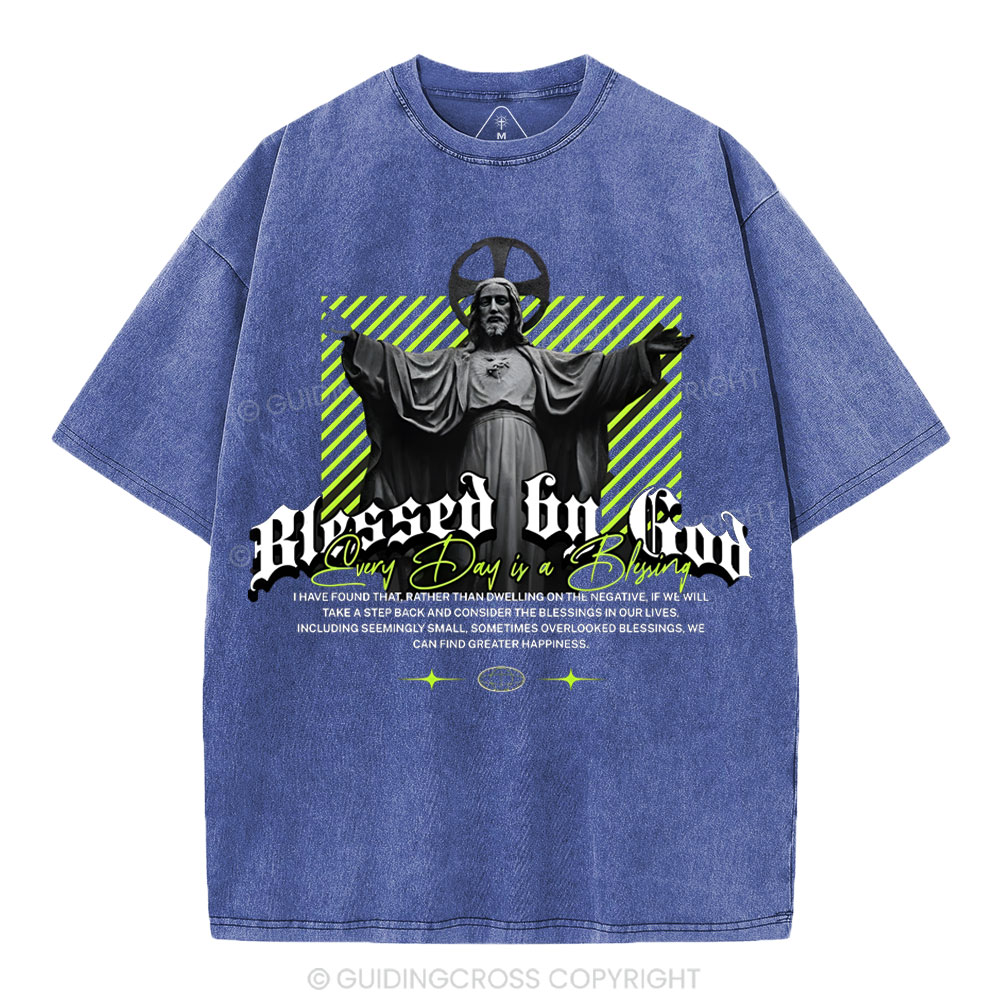 Blessed By God Christian Washed T-Shirt