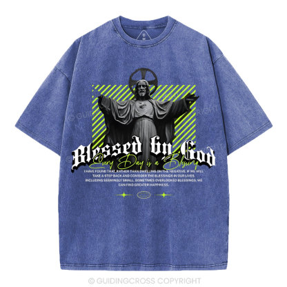 Blessed By God Christian Washed T-Shirt