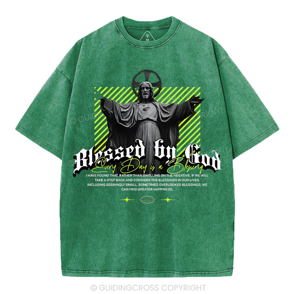 Blessed By God Christian Washed T-Shirt
