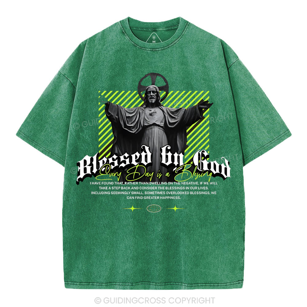 Blessed By God Christian Washed T-Shirt