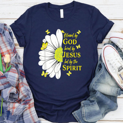 Blessed By God Loved By Jesus Christian T-Shirt