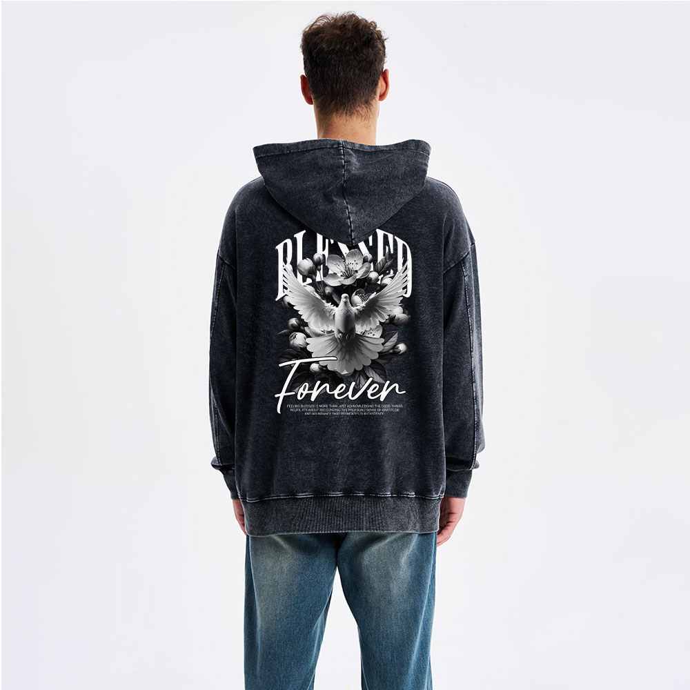 Blessed Forever Christian Washed Hoodie
