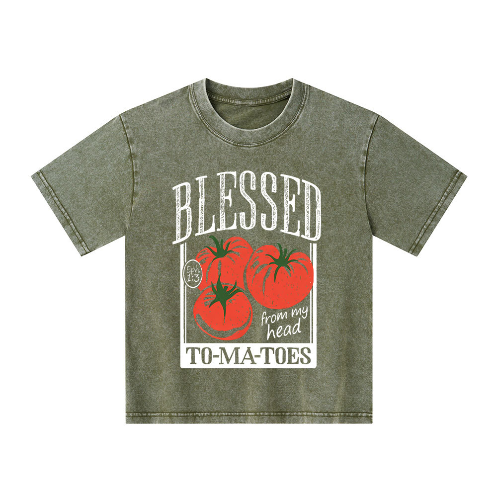 Blessed From My Head To-Ma-Toes Christian Washed T-Shirt