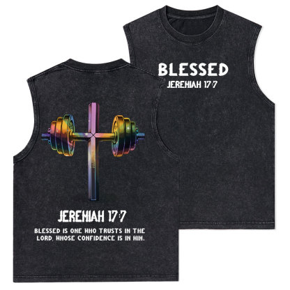 Blessed Is One Who Trusts In The Lord Christian Washed sleeveless Tee