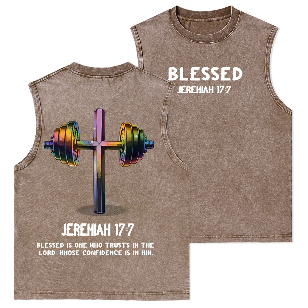 Blessed Is One Who Trusts In The Lord Christian Washed sleeveless Tee