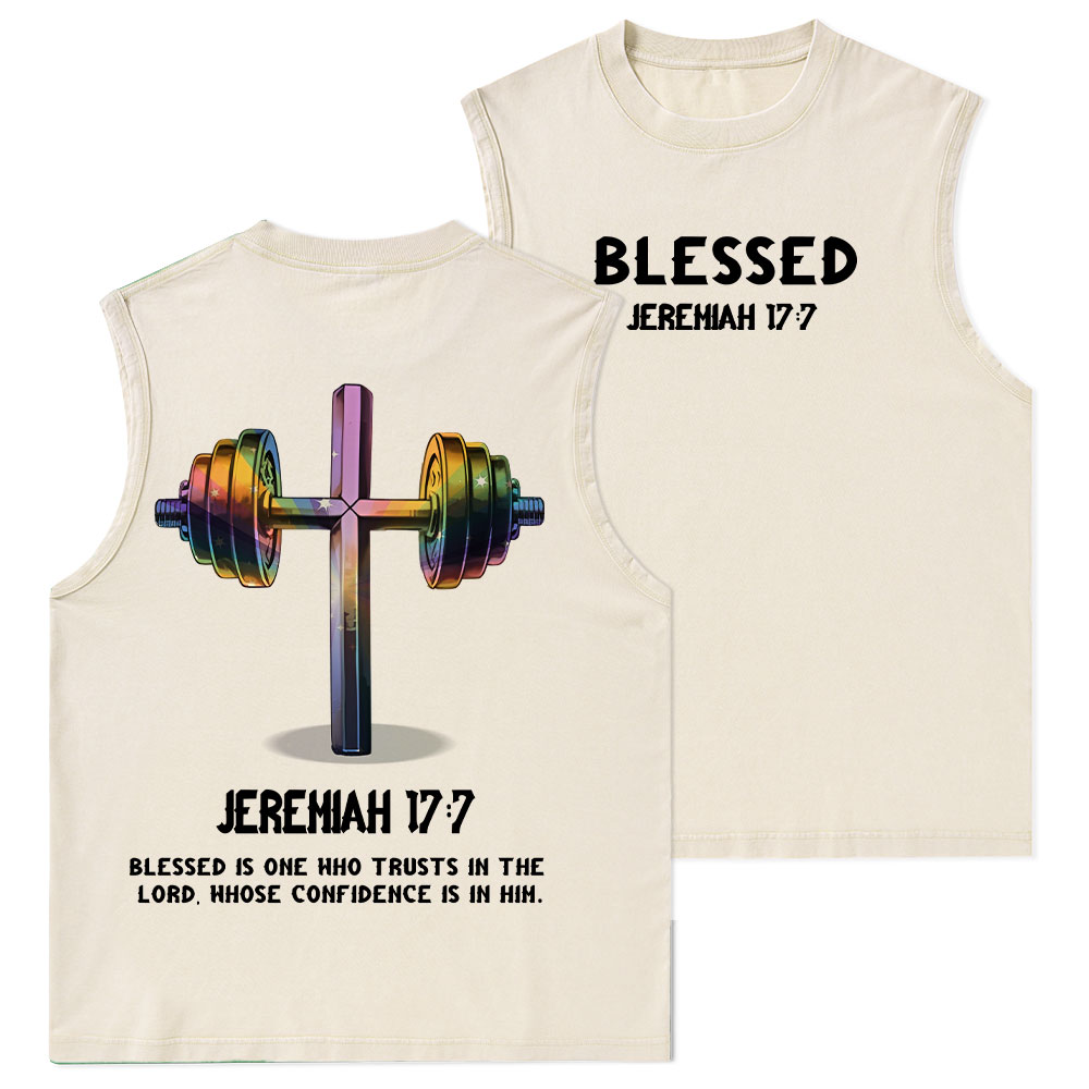 Blessed Is One Who Trusts In The Lord Christian Washed sleeveless Tee Sale - GuidingCross