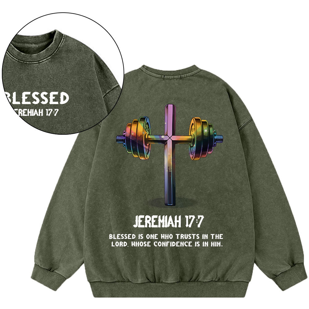 Blessed Is One Who Trusts In The Lord Washed Sweatshirt