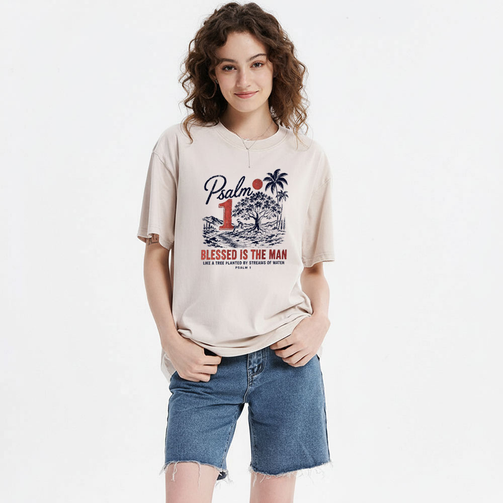 Blessed Is The Man Christian Washed T-Shirt
