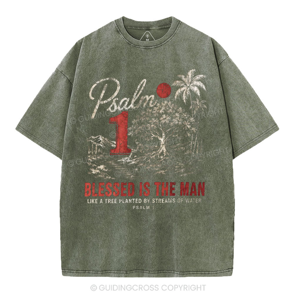 Blessed Is The Man Christian Washed T-Shirt