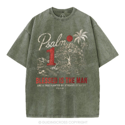 Blessed Is The Man Christian Washed T-Shirt
