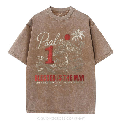 Blessed Is The Man Christian Washed T-Shirt