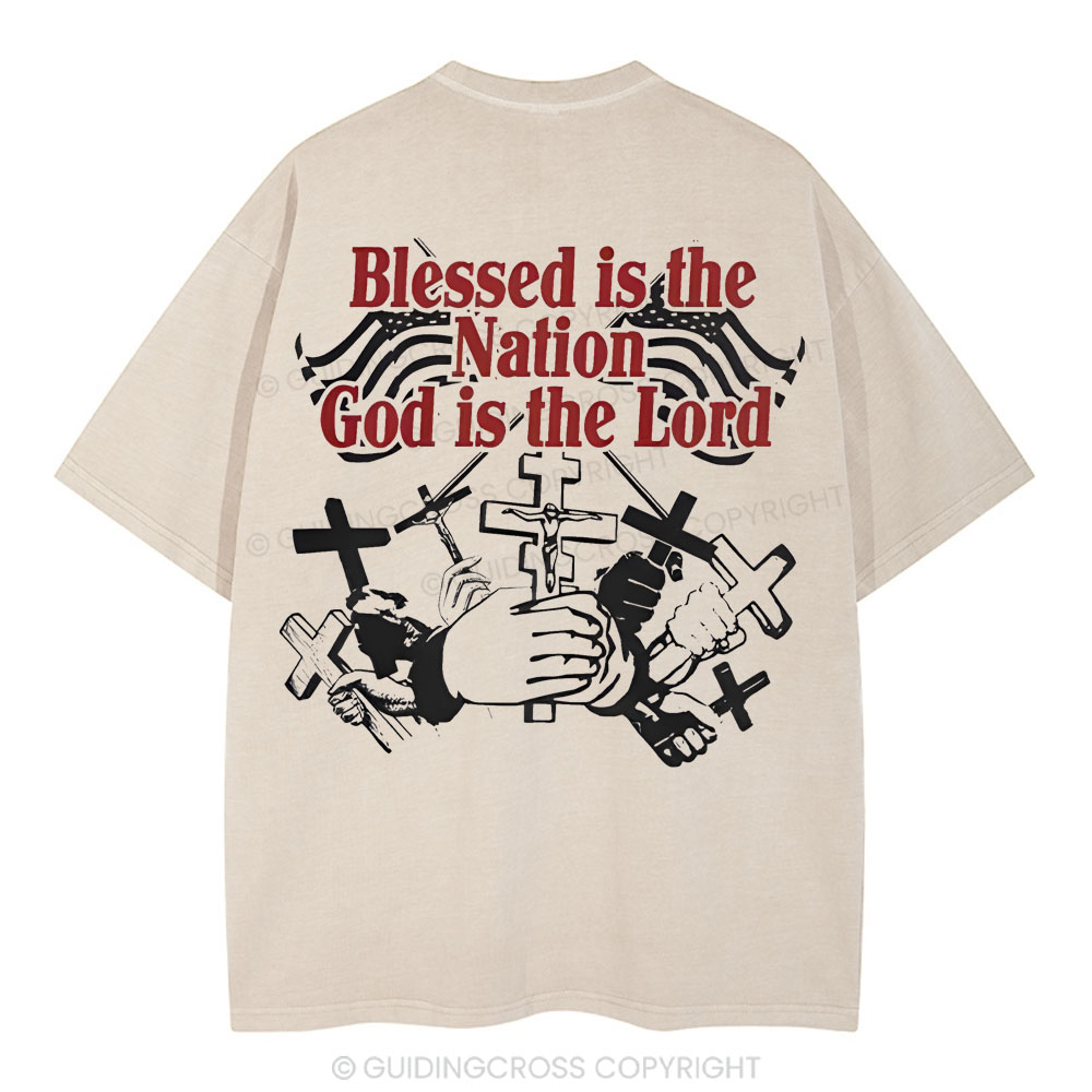 Blessed Is The Nation Christian Washed T-Shirt