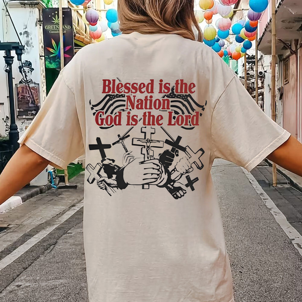 Blessed Is The Nation Christian Washed T-Shirt