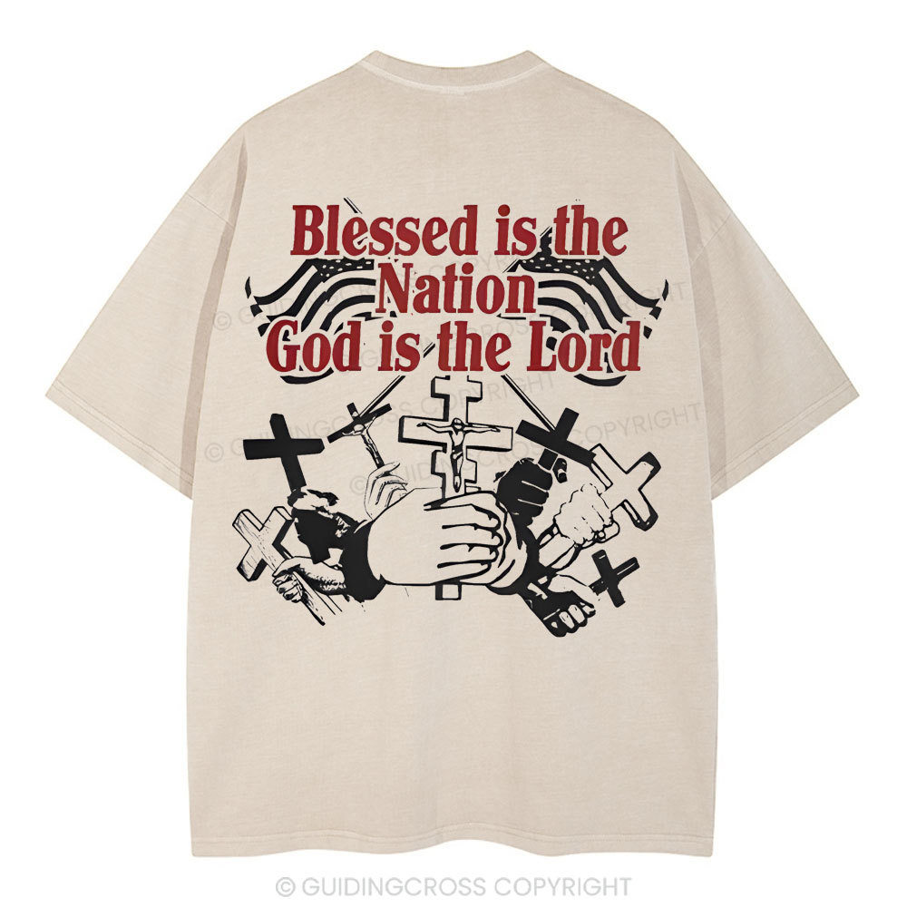 Blessed Is The Nation Christian Washed T-Shirt