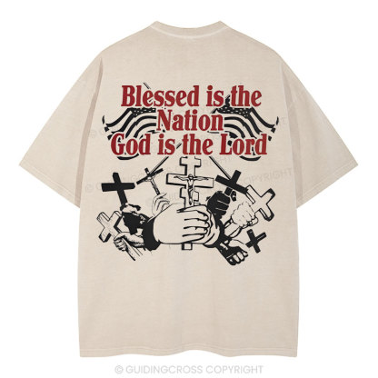Blessed Is The Nation Christian Washed T-Shirt