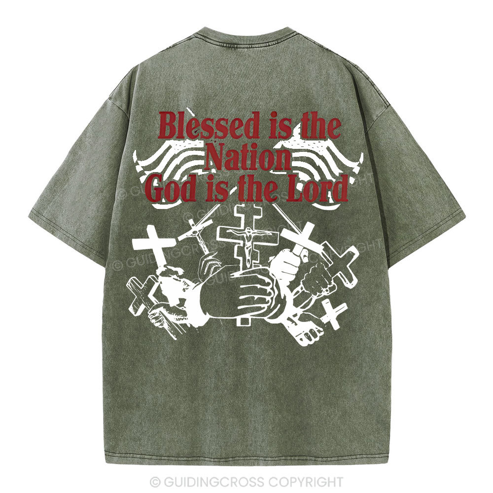Blessed Is The Nation Christian Washed T-Shirt