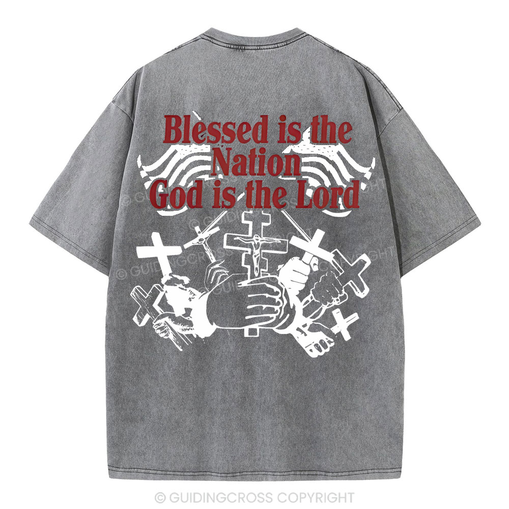 Blessed Is The Nation Christian Washed T-Shirt