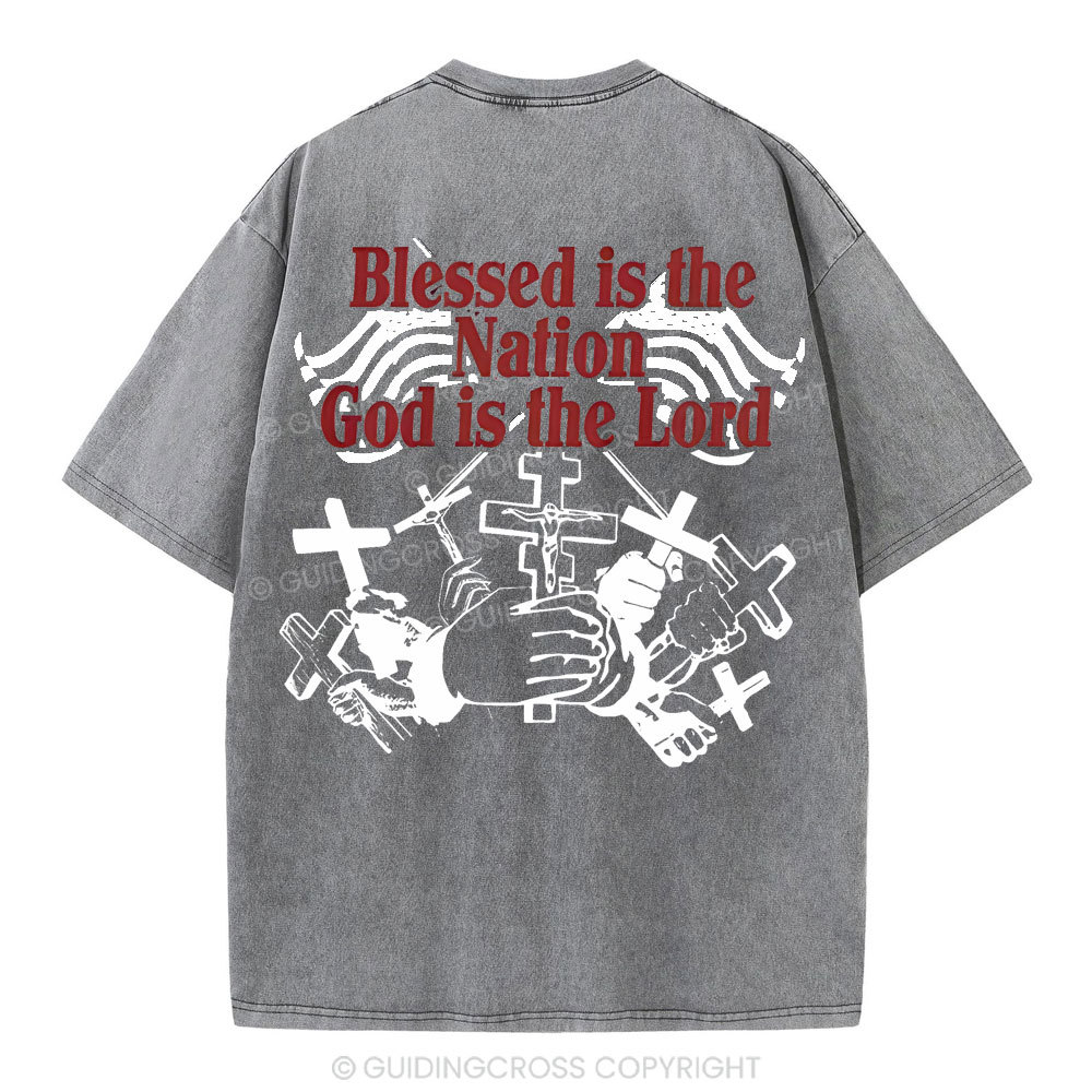 Blessed Is The Nation Christian Washed T-Shirt