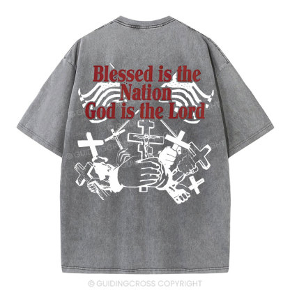 Blessed Is The Nation Christian Washed T-Shirt