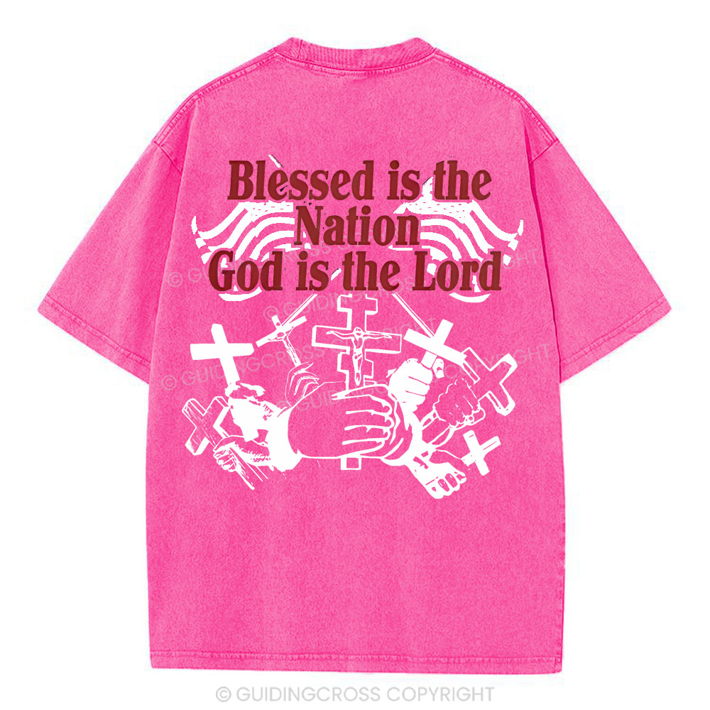 Blessed Is The Nation Christian Washed T-Shirt
