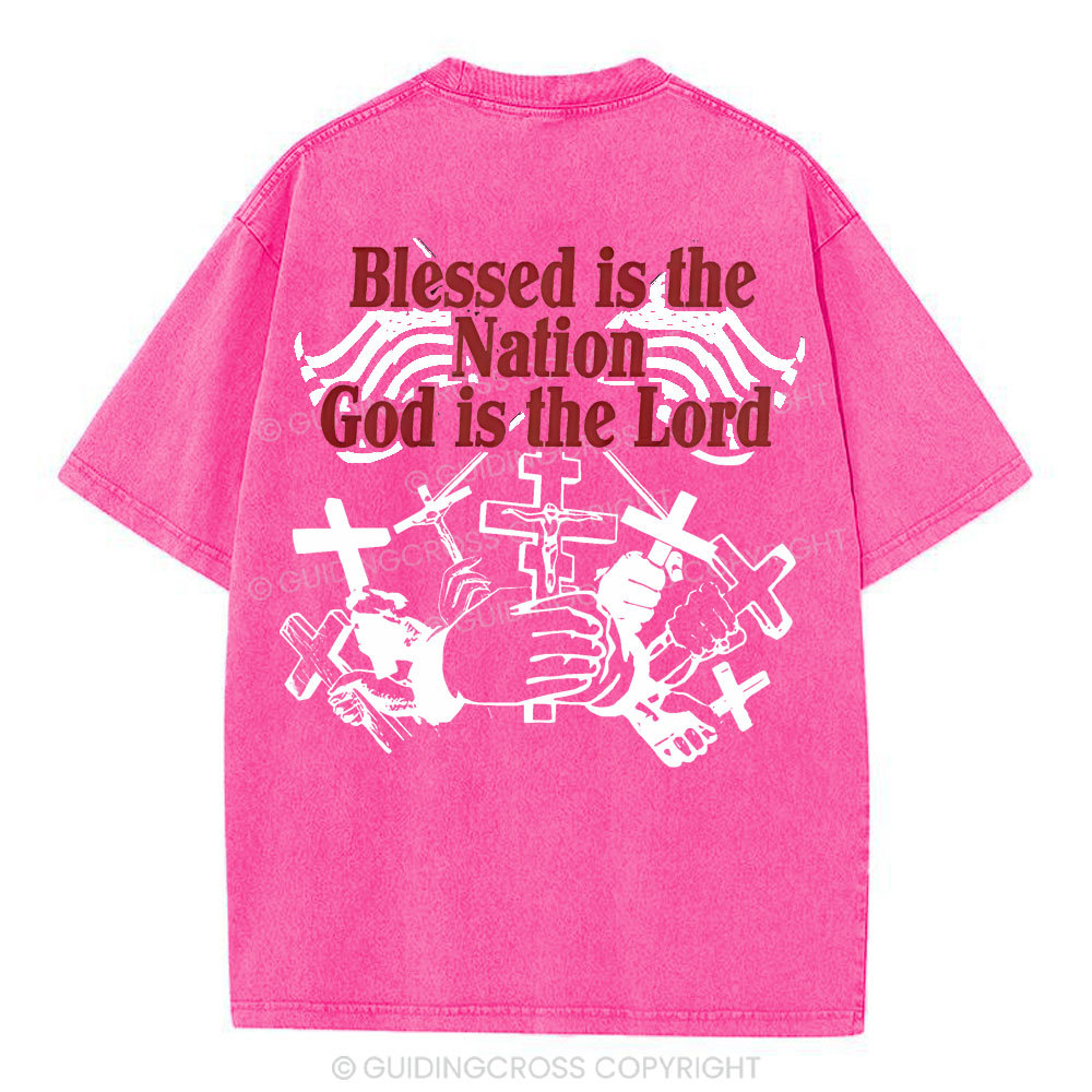 Blessed Is The Nation Christian Washed T-Shirt