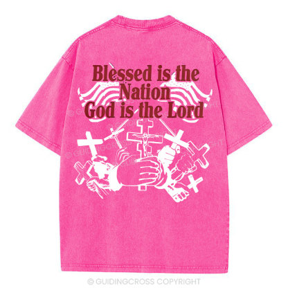 Blessed Is The Nation Christian Washed T-Shirt