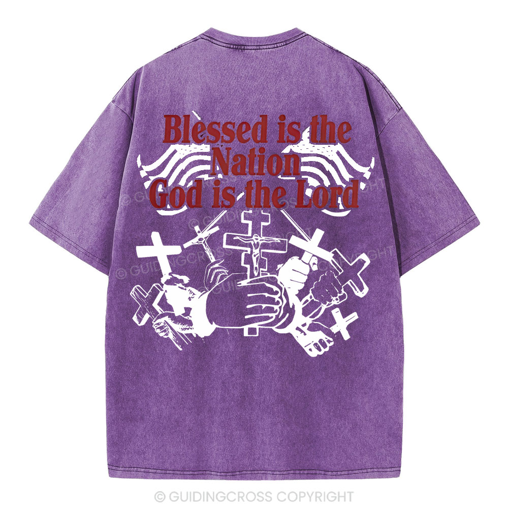 Blessed Is The Nation Christian Washed T-Shirt