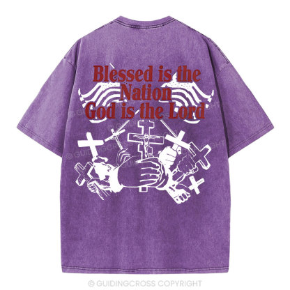 Blessed Is The Nation Christian Washed T-Shirt