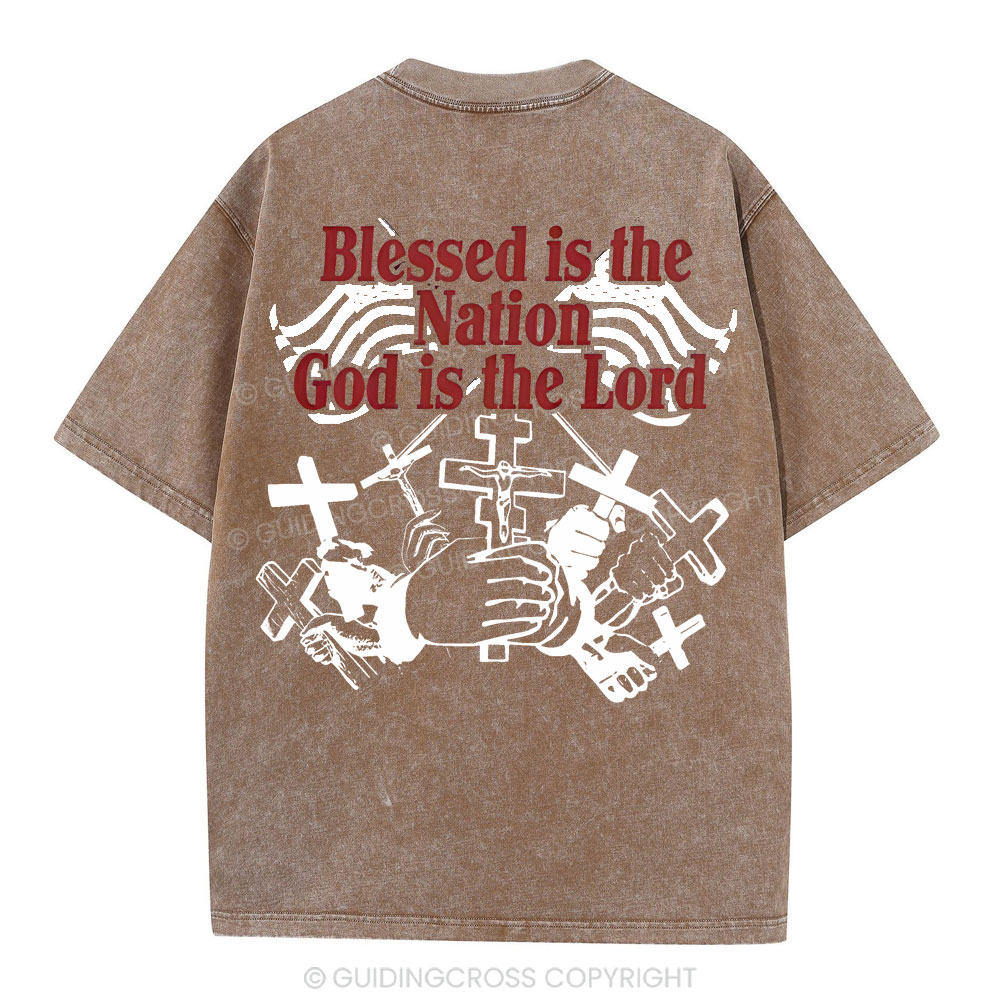 Blessed Is The Nation Christian Washed T-Shirt