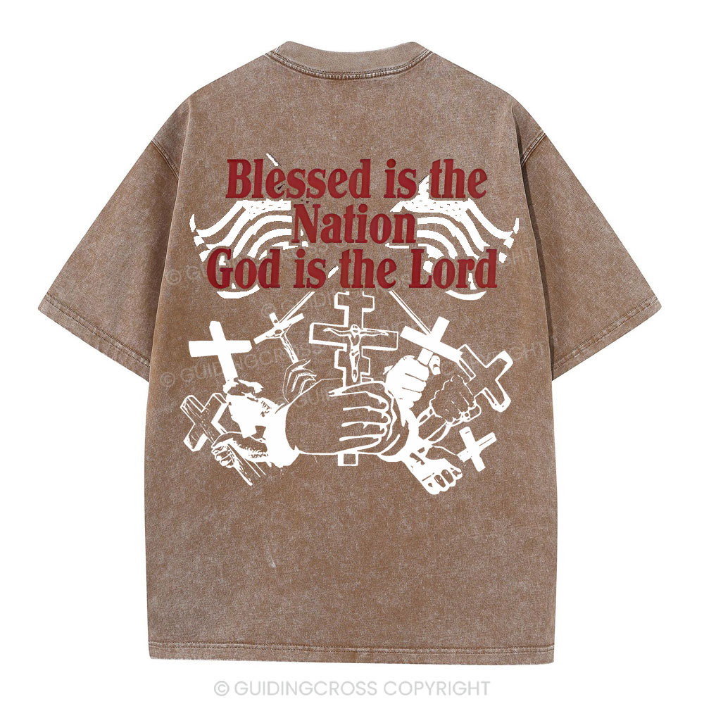 Blessed Is The Nation Christian Washed T-Shirt