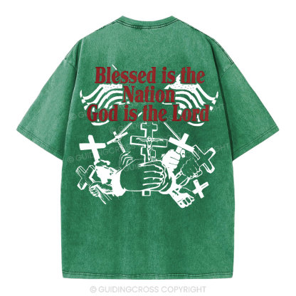 Blessed Is The Nation Christian Washed T-Shirt