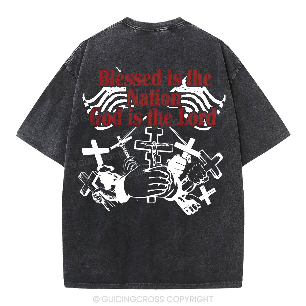 Blessed Is The Nation Christian Washed T-Shirt