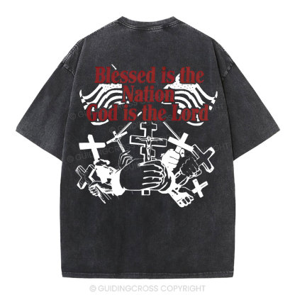 Blessed Is The Nation Christian Washed T-Shirt