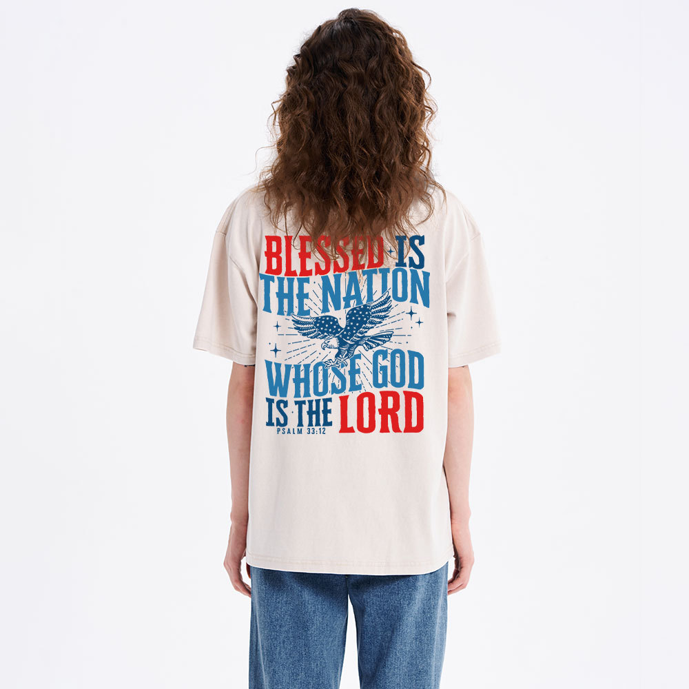 Blessed Is The Nation Whose God Is The Lord Christian Washed T-Shirt