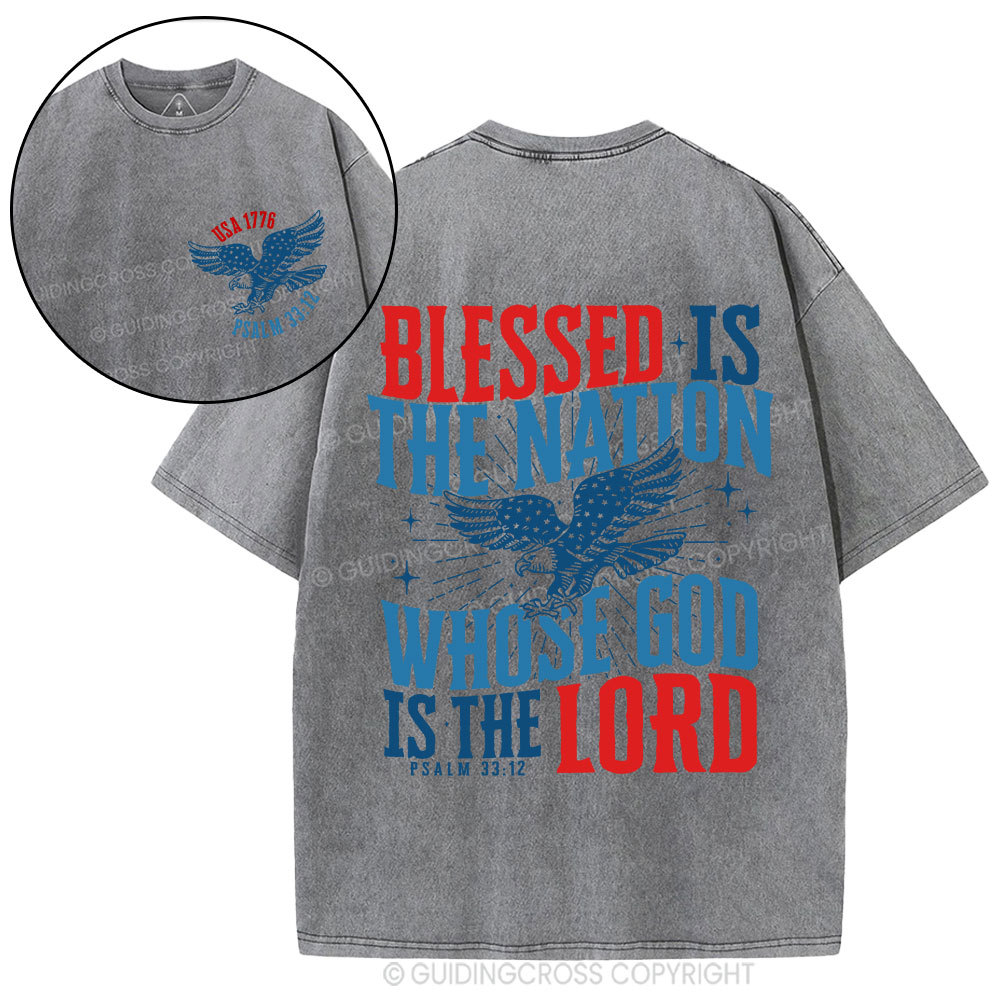 Blessed Is The Nation Whose God Is The Lord Christian Washed T-Shirt