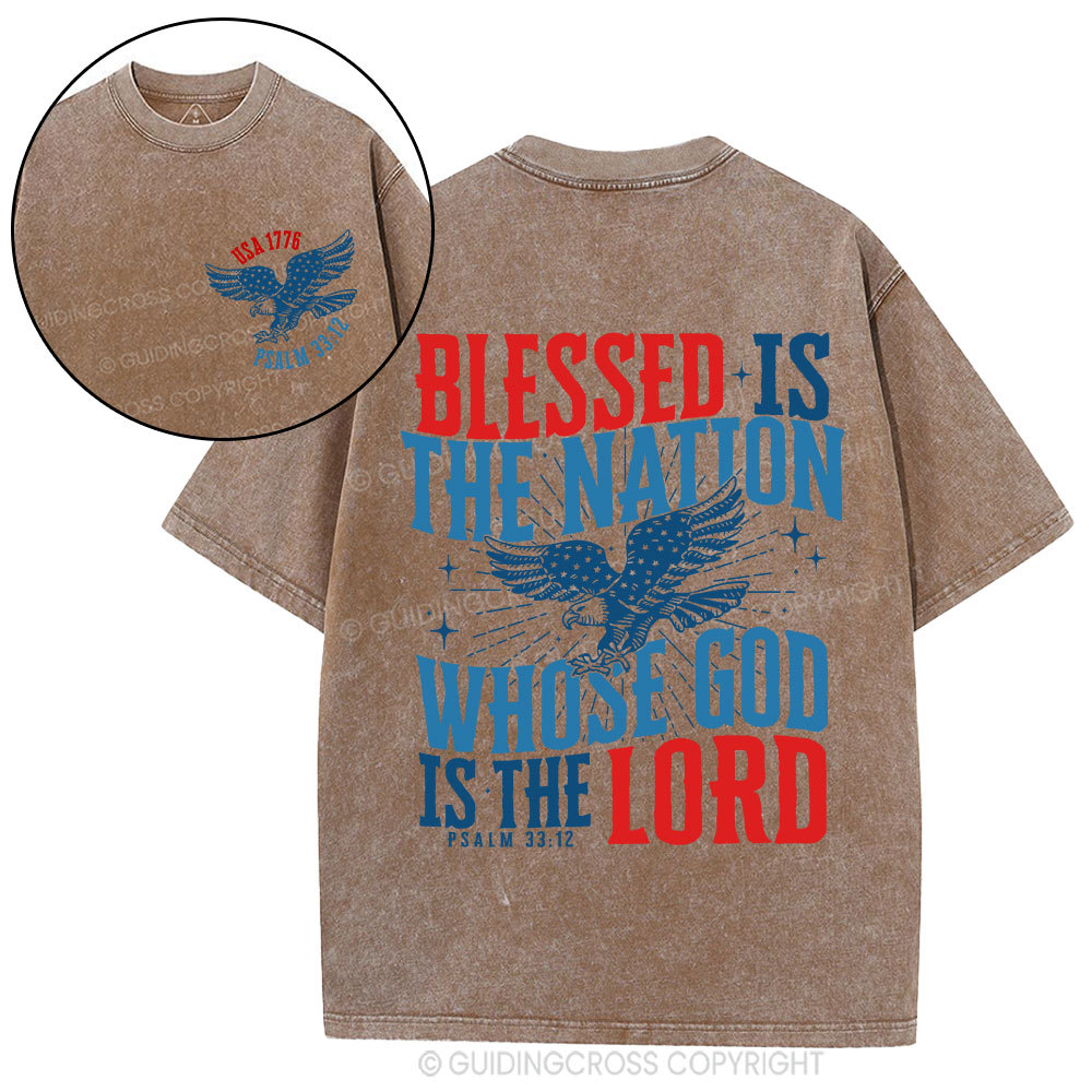 Blessed Is The Nation Whose God Is The Lord Christian Washed T-Shirt