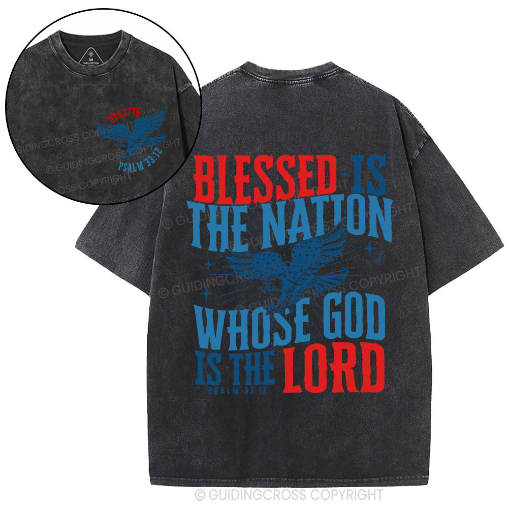 Blessed Is The Nation Whose God Is The Lord Christian Washed T-Shirt