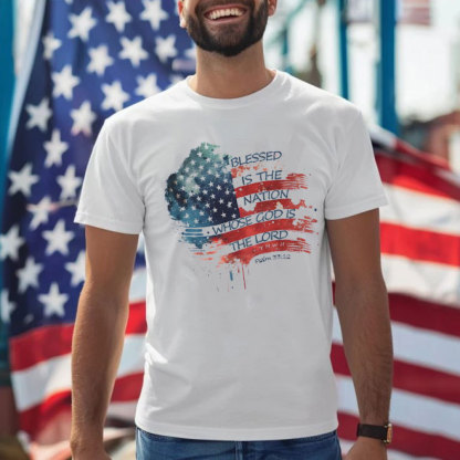 Blessed Is The Nation Whose Gods Is The Lord Christian Washed T-Shirt
