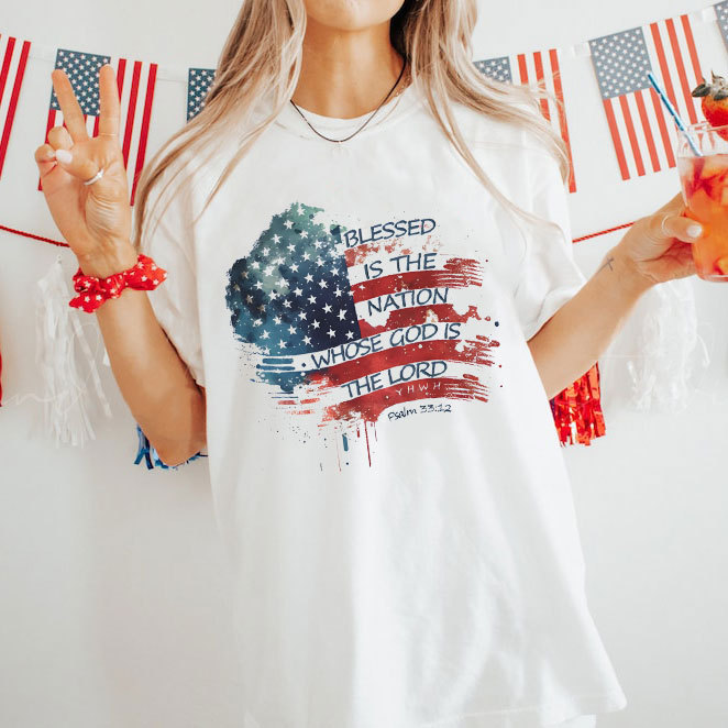Blessed Is The Nation Whose Gods Is The Lord Christian Washed T-Shirt