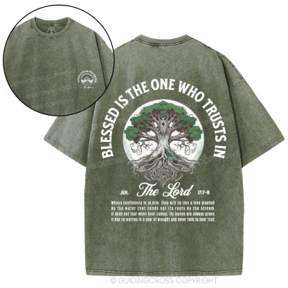 Blessed Is The One Who Trusts in The Lord Christian Washed T-Shirt