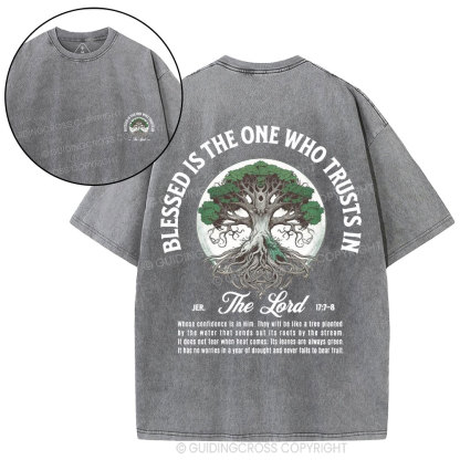 Blessed Is The One Who Trusts in The Lord Christian Washed T-Shirt