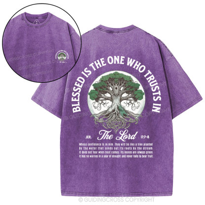 Blessed Is The One Who Trusts in The Lord Christian Washed T-Shirt