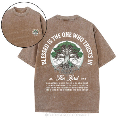 Blessed Is The One Who Trusts in The Lord Christian Washed T-Shirt