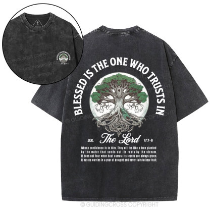 Blessed Is The One Who Trusts in The Lord Christian Washed T-Shirt
