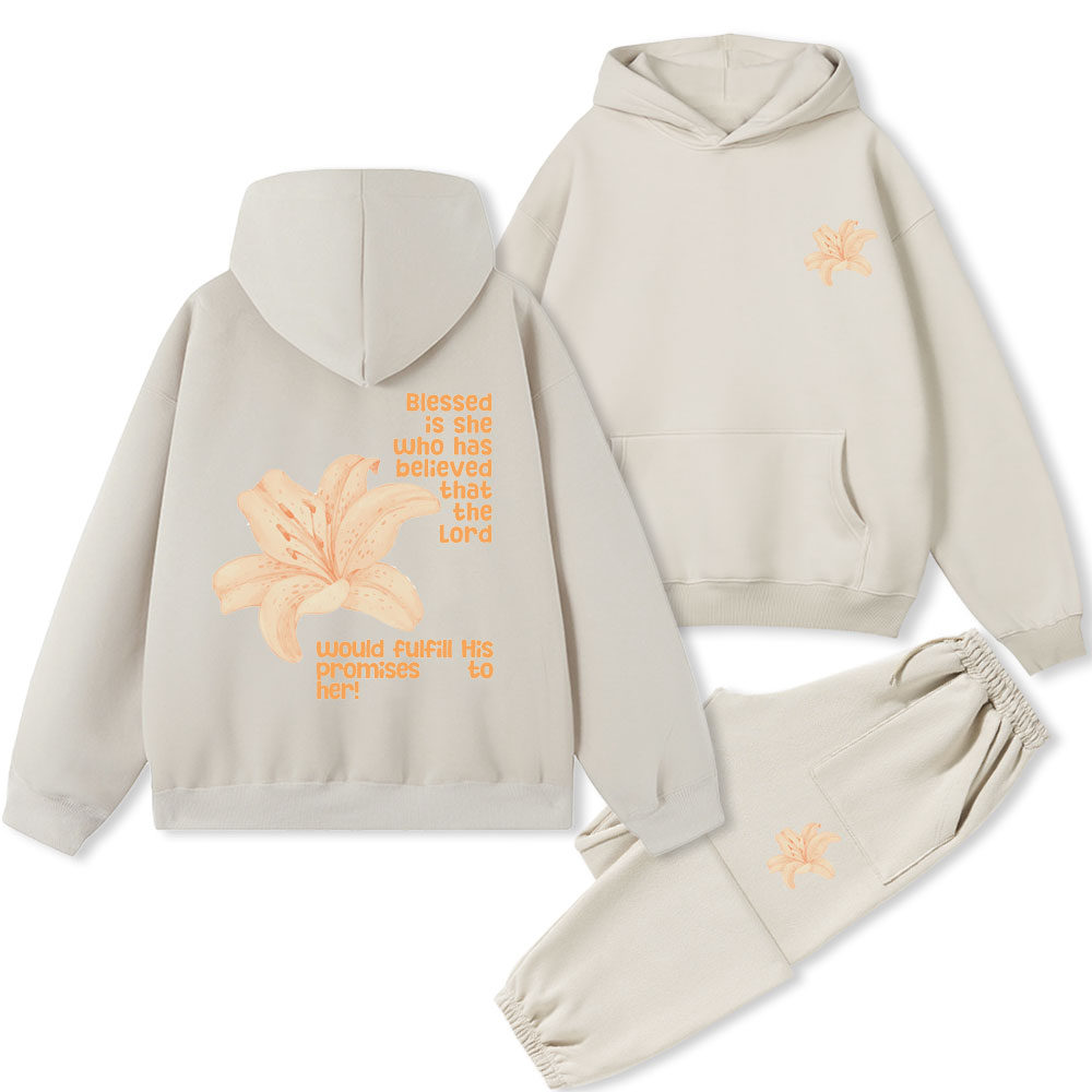Blessed Is The Who Has Believed That The Lord Christian Fleece Hoodie Set