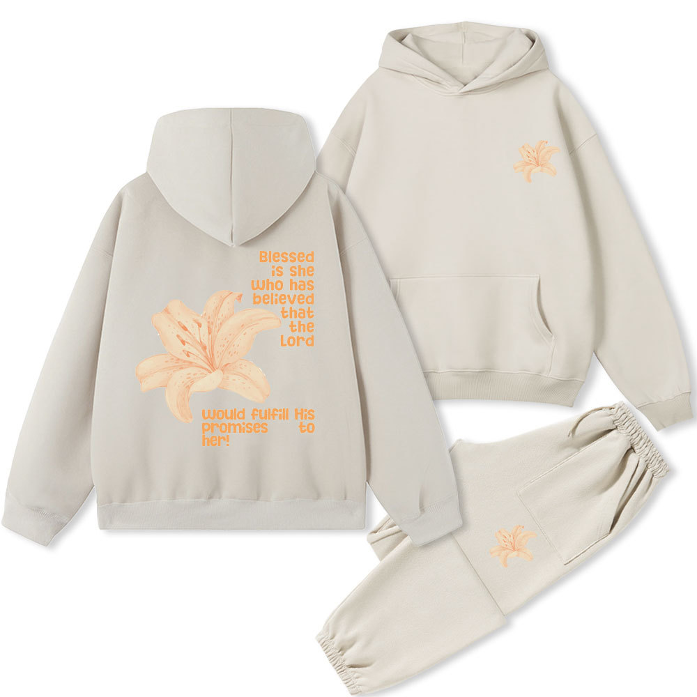 Blessed Is The Who Has Believed That The Lord Christian Fleece Hoodie Set