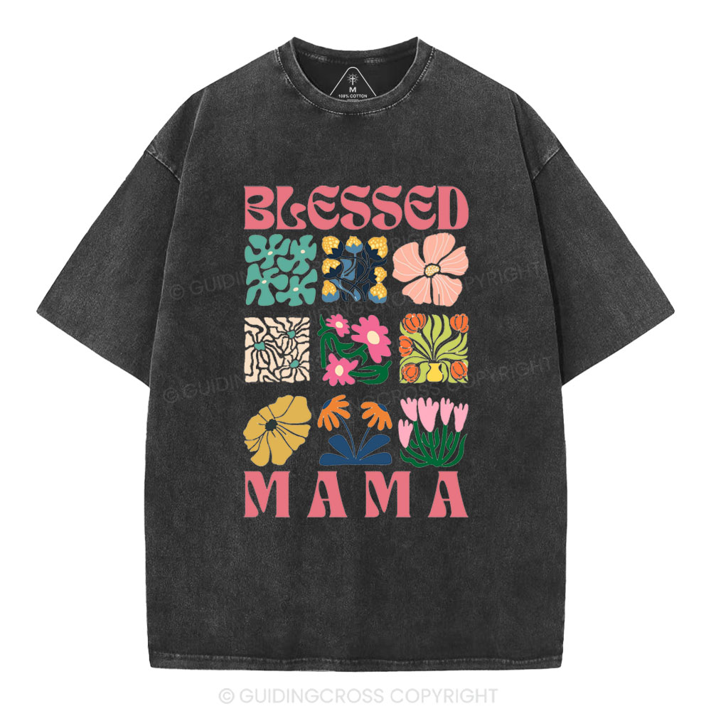 Blessed Mama Christian Washed T-Shirt